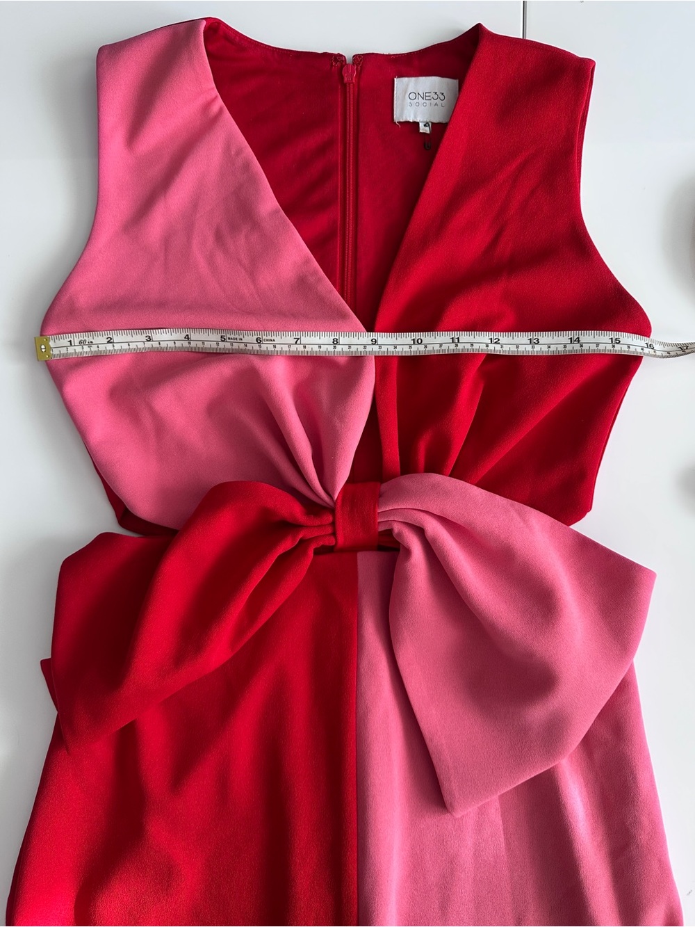 Two-Tone Pink & Red Bow-Front Maxi Dress - Picture 8 of 15
